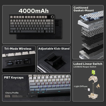 75% Wireless Mechanical Keyboard with TFT Screen and Knob