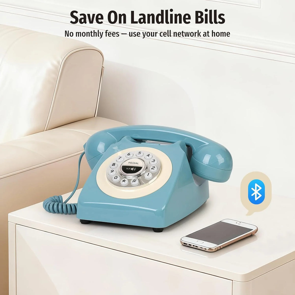 Retro Bluetooth Landline Phone with Speakerphone