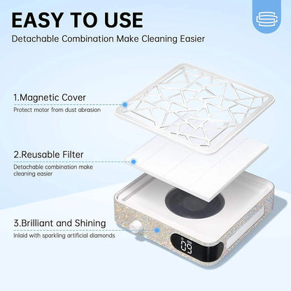 48W Powerful Nail Dust Collector for Acrylic Gel Polish