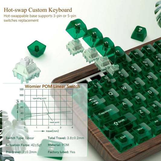 Custom Hot-Swappable Mechanical 75% Keyboard Green