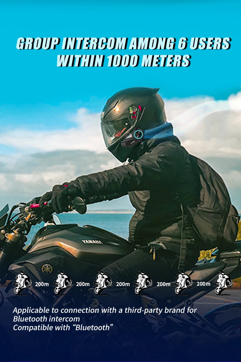 Motorbike Helmet Intercom 1440P DVR 2 Sets
