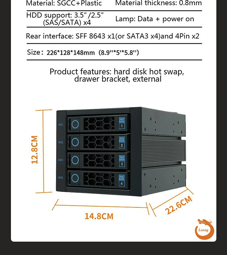 Internal 4-Bay SATA Drive Cage Hot Swap 6G