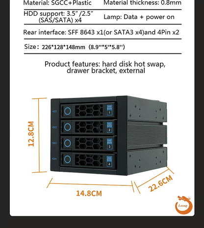 Internal 4-Bay SATA Drive Cage Hot Swap 6G