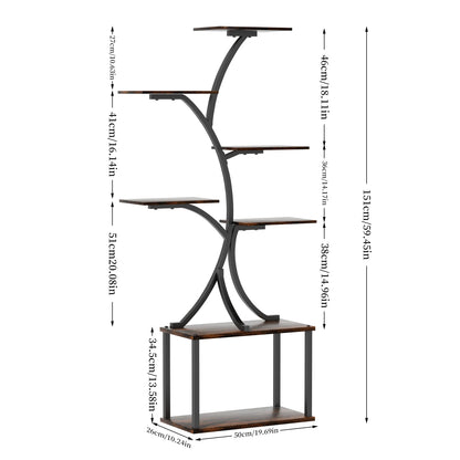 Tree Shaped Plant Stand with Multiple Display Shelves