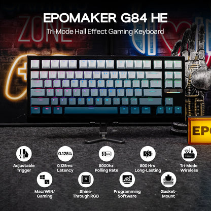 75% Hall Effect Mechanical Keyboard 8K Wireless 8000mAh