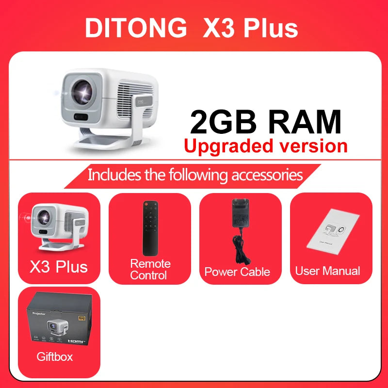 Portable 1080p Projector with Auto Focus and Auto Keystone