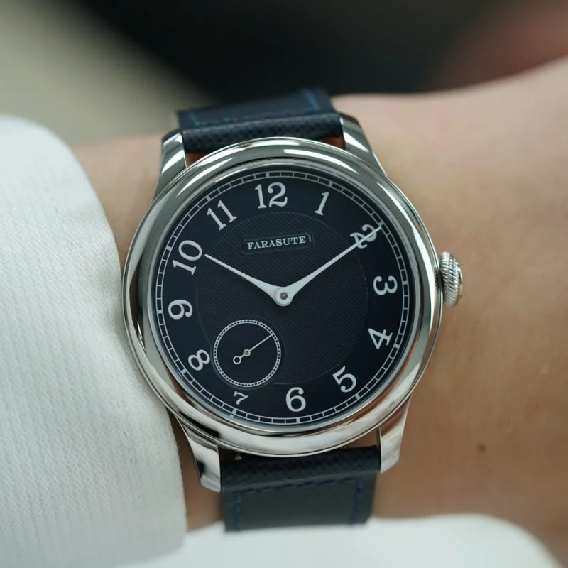 Blue Manual Mechanical Vintage Watch  Small Seconds