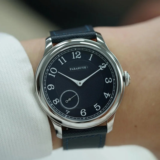 Blue Manual Mechanical Vintage Watch  Small Seconds