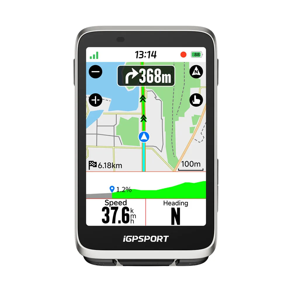 BiNavi Silver Touchscreen Cycling GPS Navigator 35hr Battery