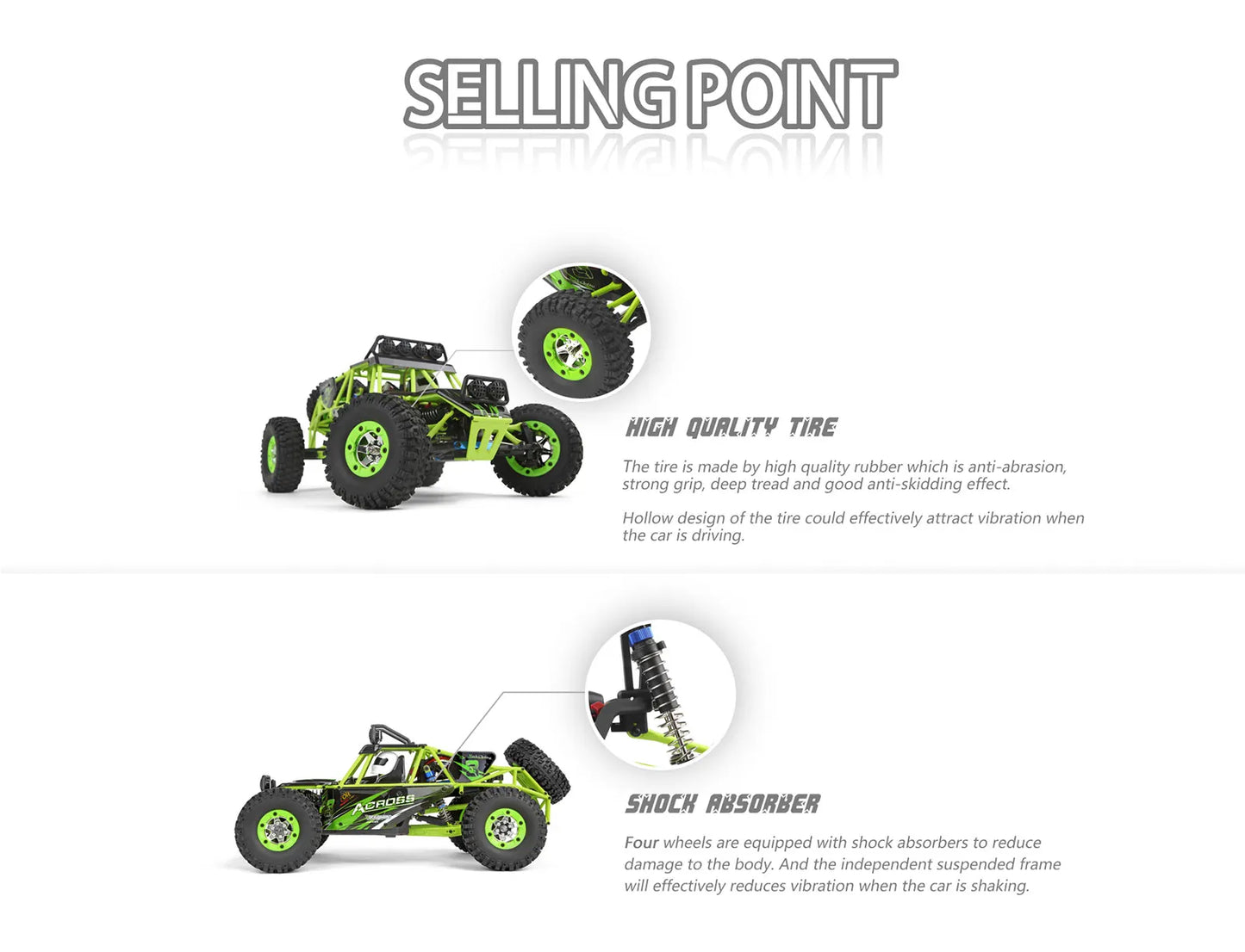 High Speed 4WD Remote Control Car 1:12 LED Climbing Buggy
