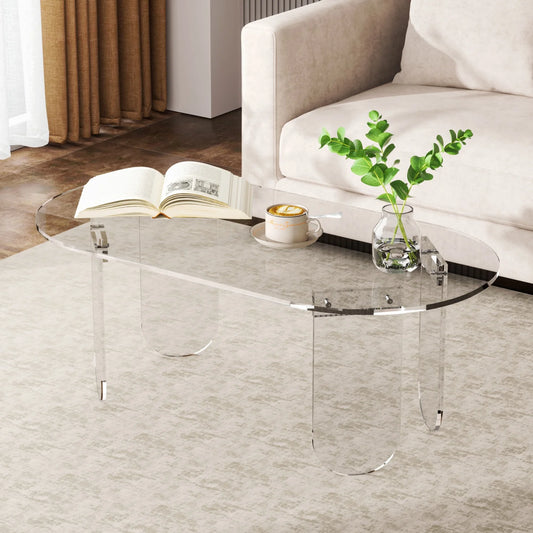 Clear Acrylic Coffee Table Shatterproof Modern Accent Table