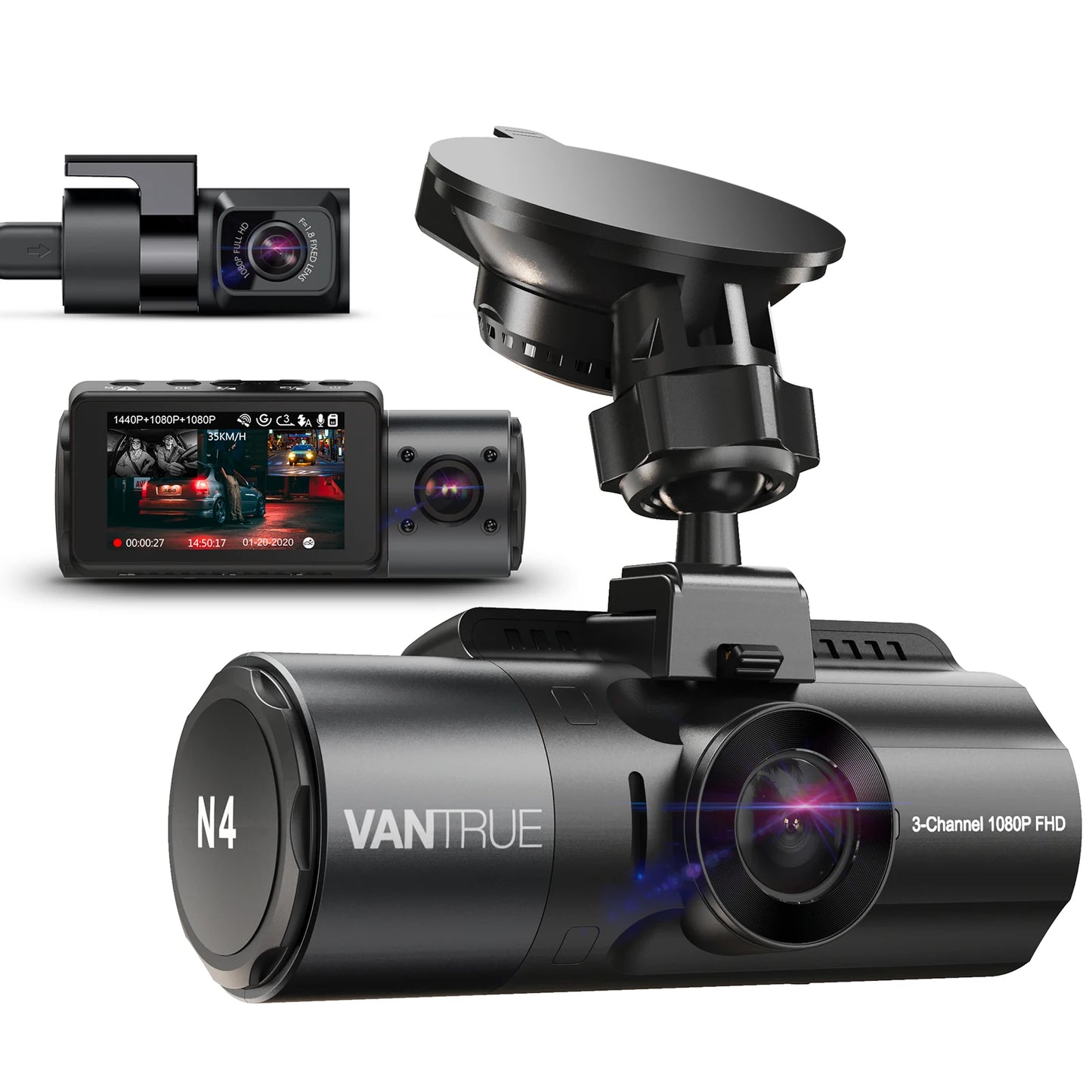 4K Dash Cam with Night Vision and Rear Camera