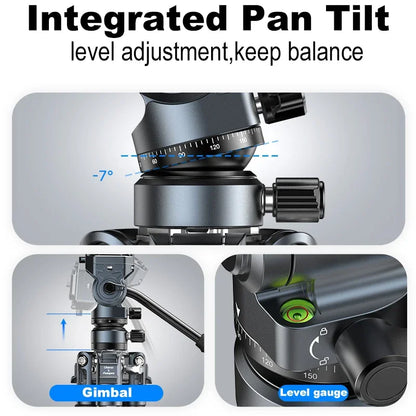 Lightweight Travel Tripod Carbon Fiber Quick Release Plate