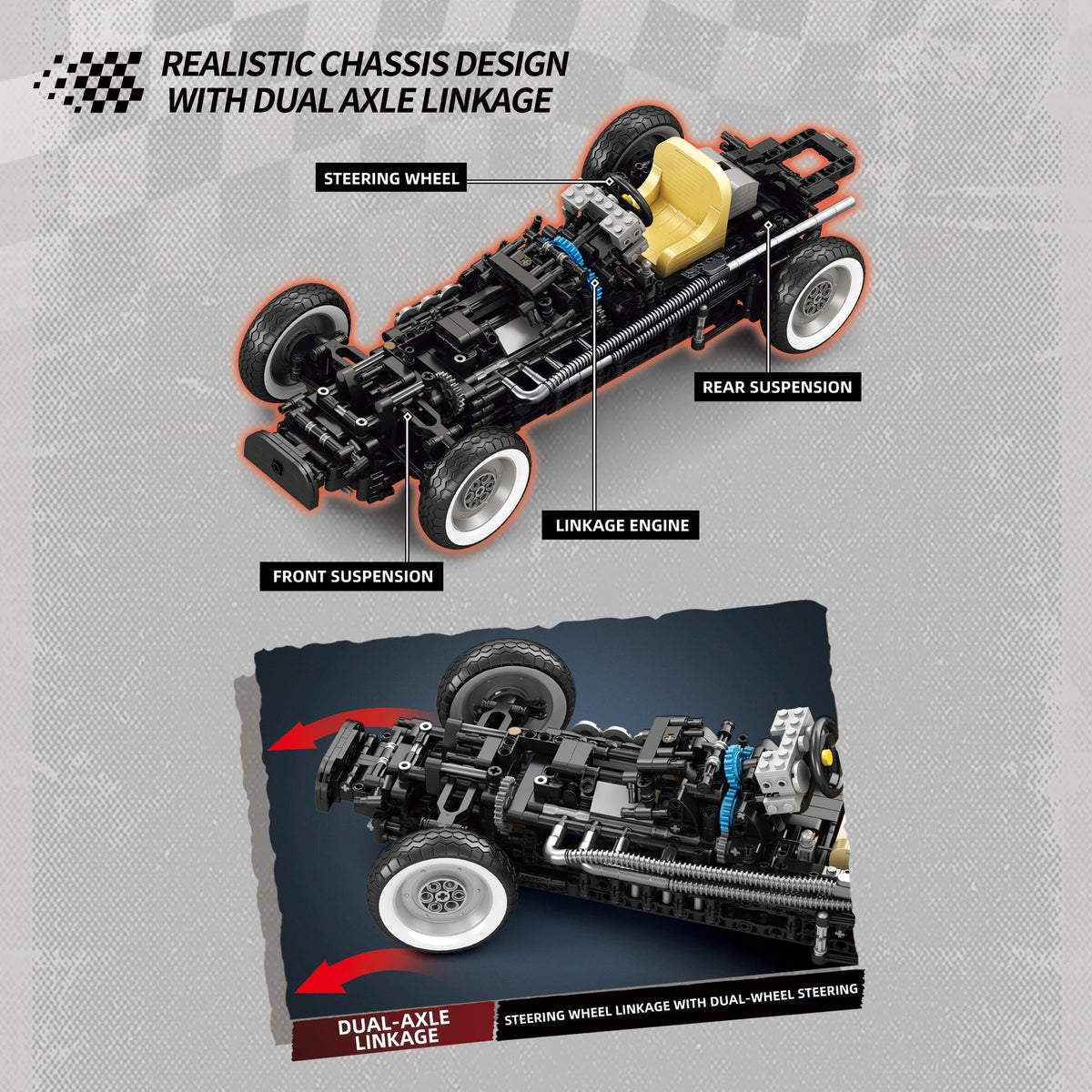 Technical Racing Car Construction Set 1809 Pieces Red Supercar