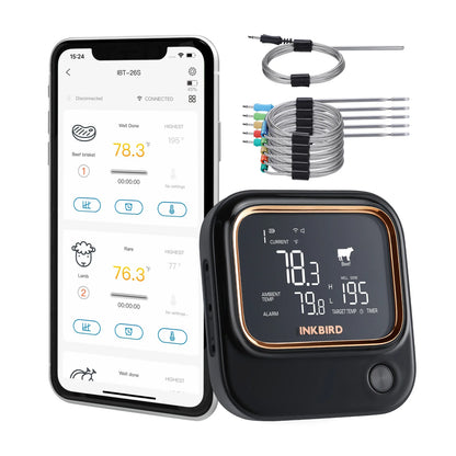 6 Probe BBQ Thermometer Bluetooth Wi-Fi App Control