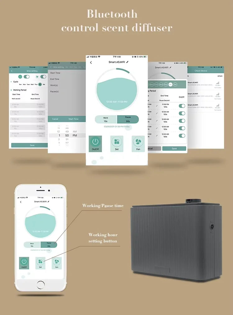 White Bluetooth Aroma Diffuser with Smart Scent Control