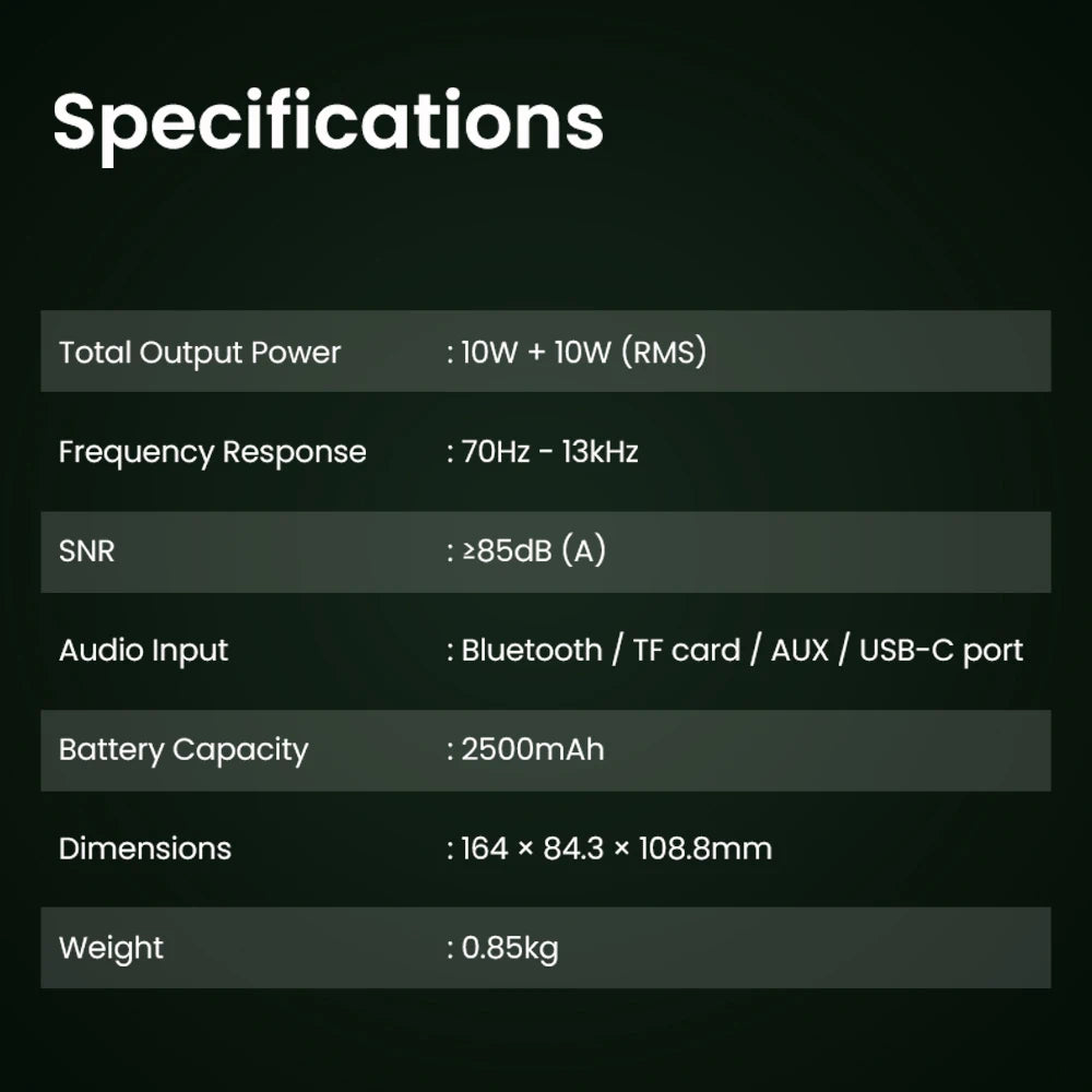 Wireless Bluetooth Speaker with Class D Amplifier and TF Card