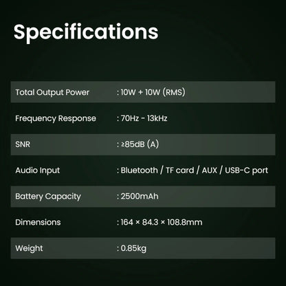 Wireless Bluetooth Speaker with Class D Amplifier and TF Card