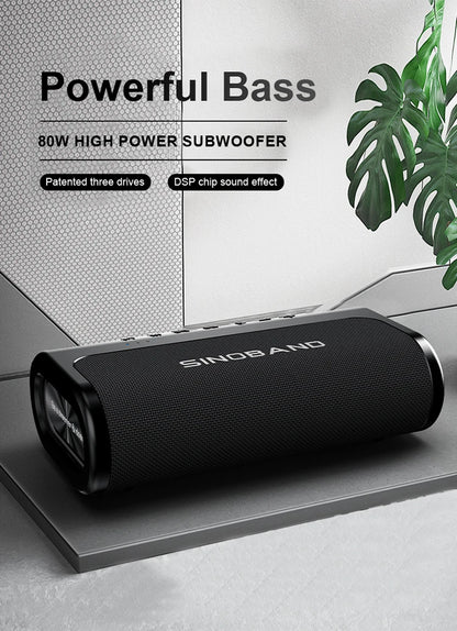 80W Portable Bluetooth Speaker with Deep Bass and Power Bank
