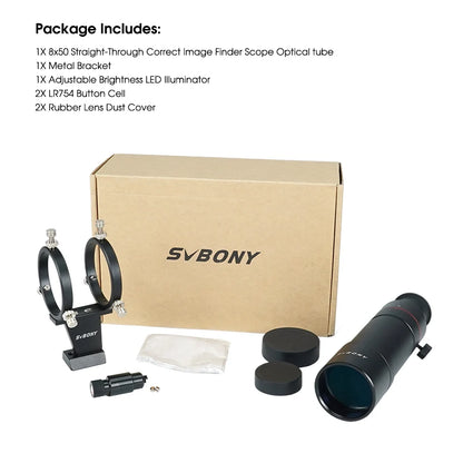 8x50 Straight Through Illuminated Telescope Finder Scope