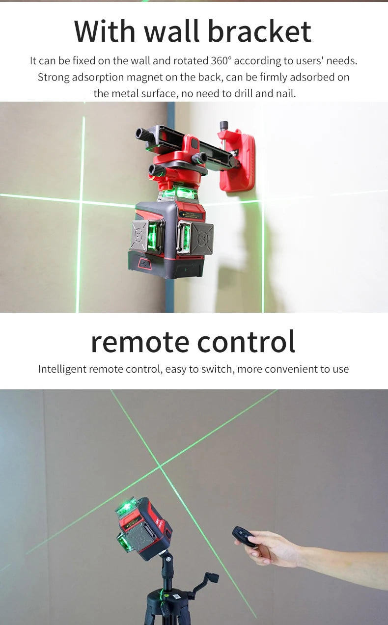 Professional 16-Line 360 Green Laser Level with Remote Control