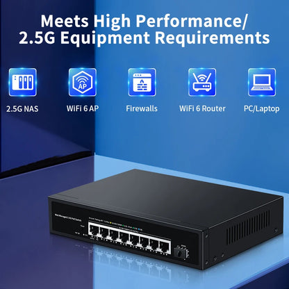 8 Port 2.5G PoE Managed Switch with 10G SFP+
