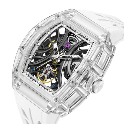 Waterproof Mechanical Wristwatch White Silicone Sport Design