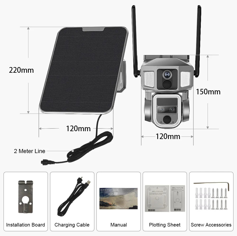 4G Solar Powered 4K Outdoor Security Camera Dual Screen