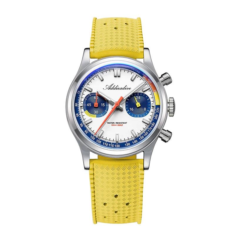 Men’s 38mm Waterproof Chronograph Watch Domed Glass Blue