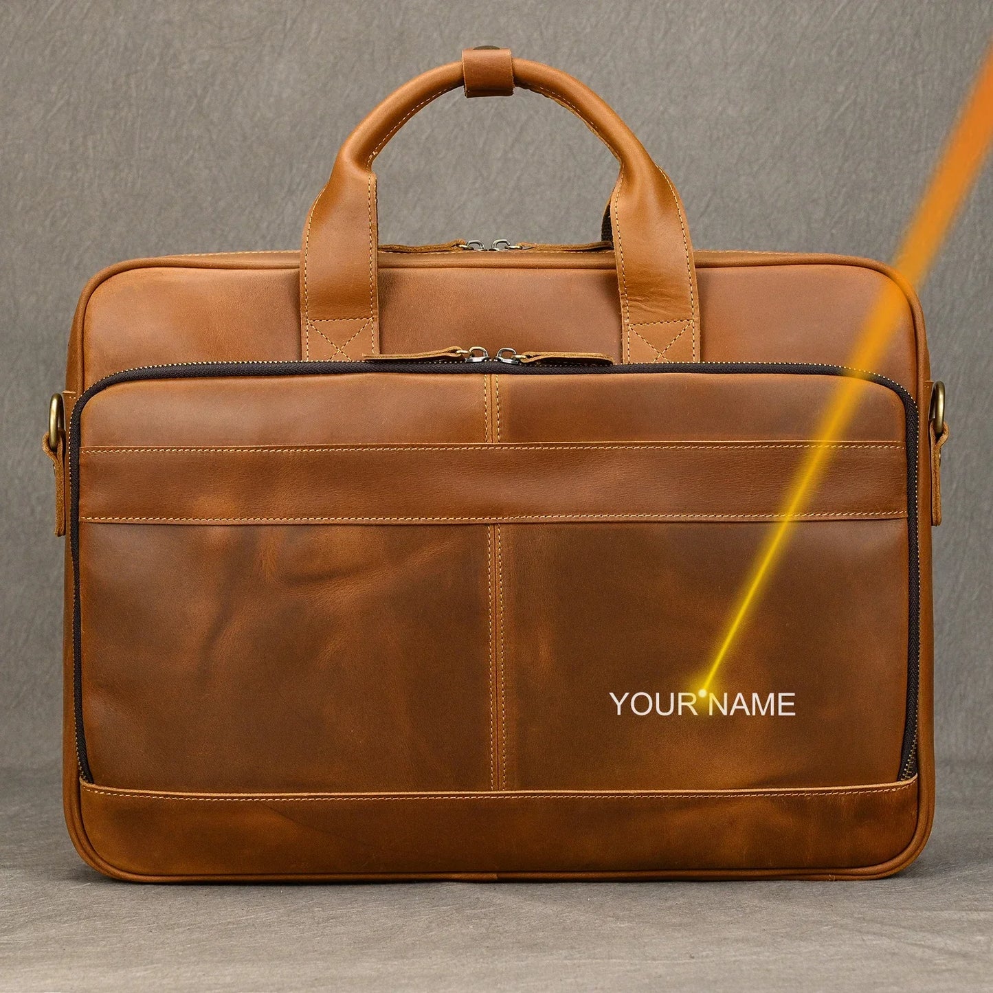 Lightweight Leather Laptop Bag 44cm Office Tote