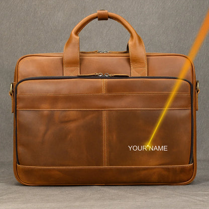 Lightweight Leather Laptop Bag 44cm Office Tote