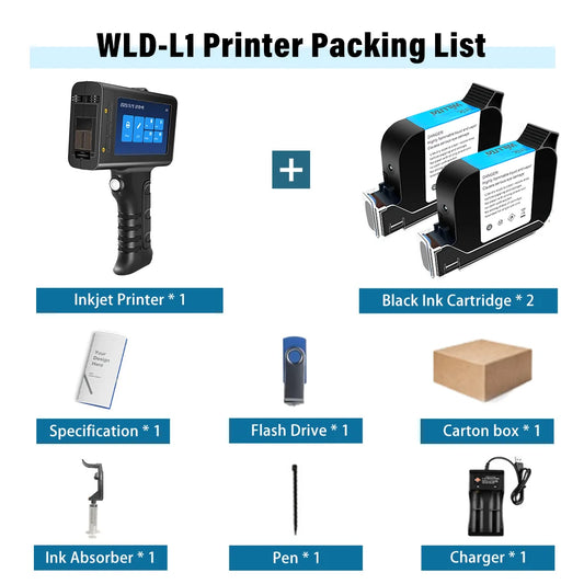 Portable Inkjet Date Barcode Printer 2 Black Inks