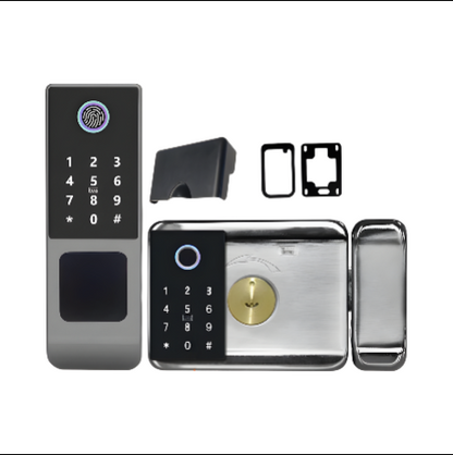 Double Fingerprint Gate Door Lock with Code and Key Access