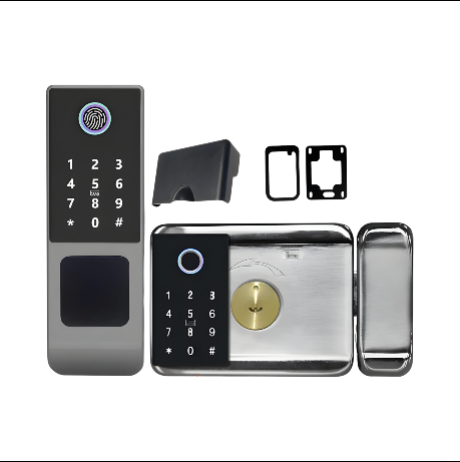Double Fingerprint Gate Door Lock with Code and Key Access