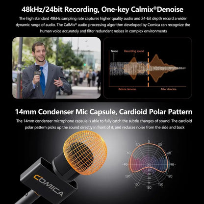 Wireless Interview Microphone with Noise Reduction for Smartphone