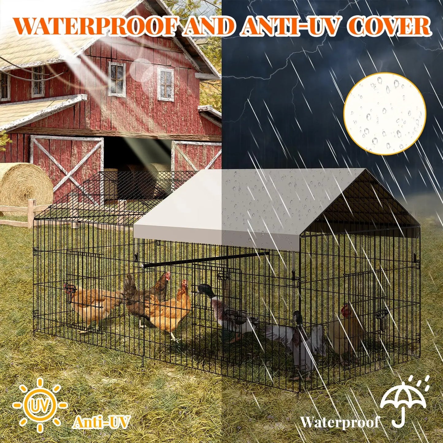 Heavy Duty Chicken Run Cage with Roof 86x40x40