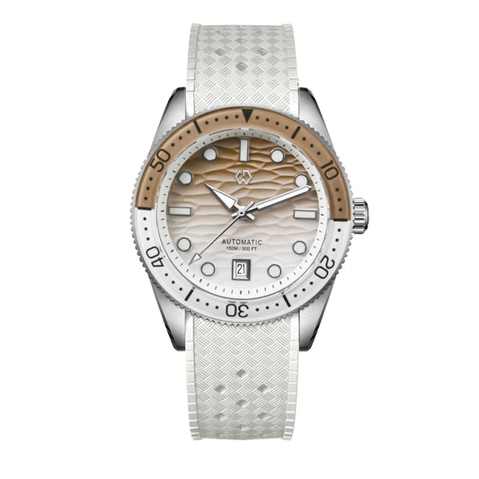 Mechanical 40mm Diver Watch Luminous Sapphire Coffee Strap