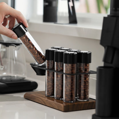 Coffee Bean Cellar Tubes Set with Exhaust Valves and Holder