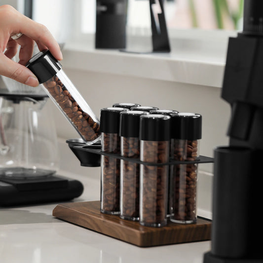 Coffee Bean Cellar Tubes Set with Exhaust Valves and Holder