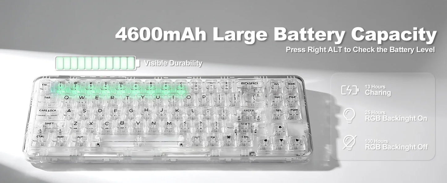 Wireless 68% RGB Mechanical Keyboard Cyan Hot Swap