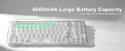 Wireless White Hot Swap RGB Mechanical Keyboard 68%