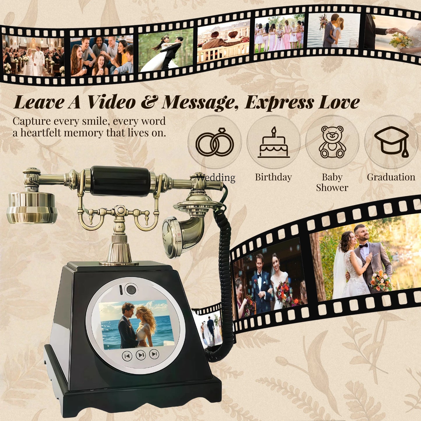 Premium Black Wedding Guestbook Voice Message Recorder