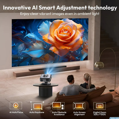 4K Smart Projector Android 12 with Auto Focus WiFi 6