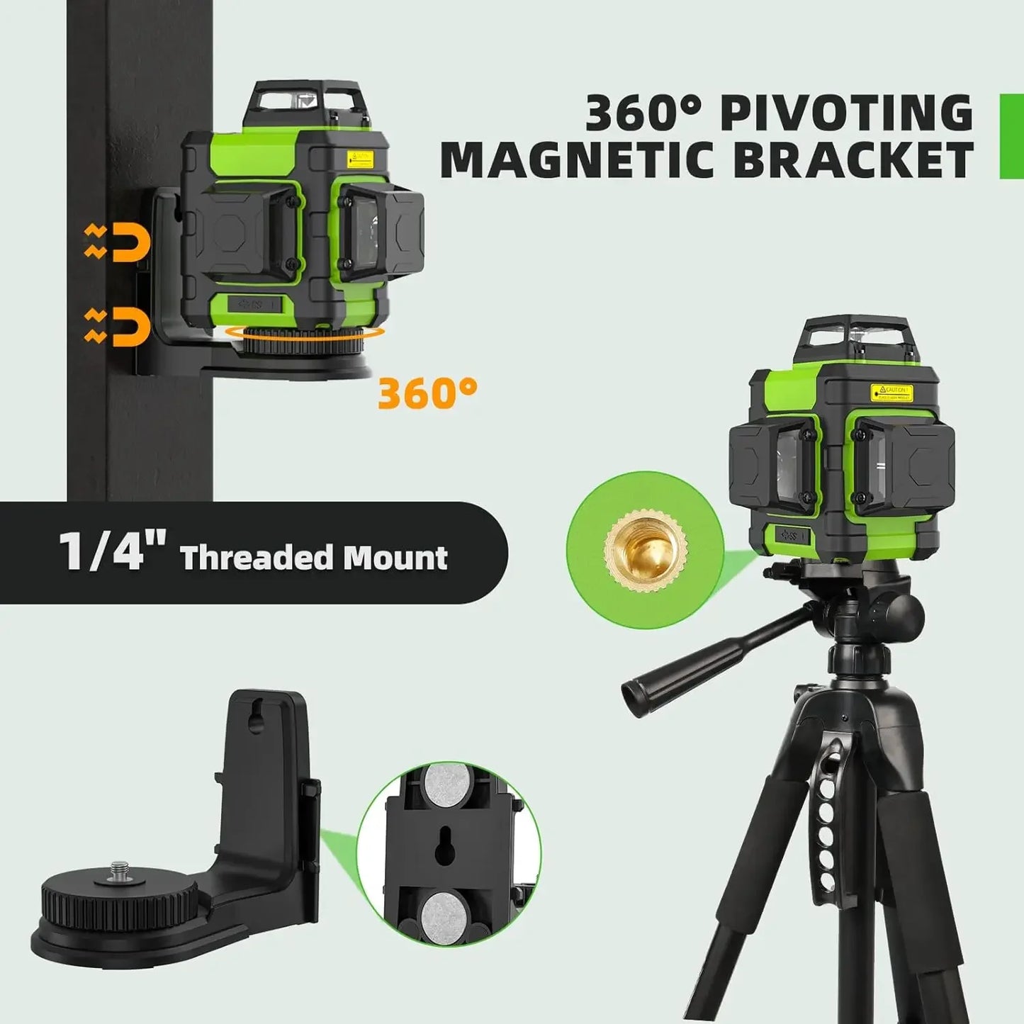 Rechargeable 3D Green Laser Level with Carry Case and Pulse