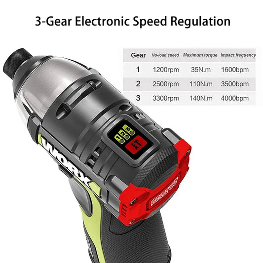 Cordless 12V Impact Screwdriver 140Nm Brushless Motor