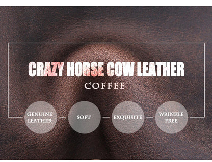 Vintage Crazy Horse Leather Messenger Bag Large Capacity