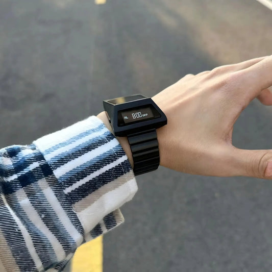 Men’s Black OLED Digital Watch Futuristic Design