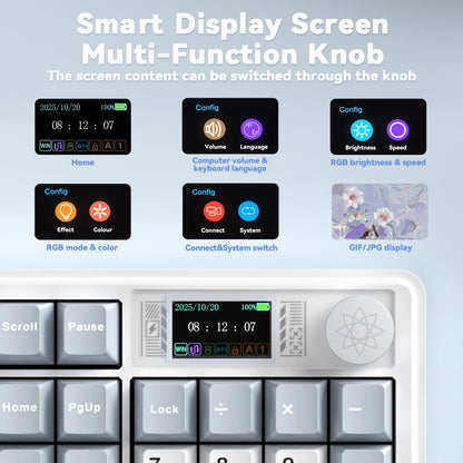 Tri-Mode Mechanical Keyboard PBT Keycaps 10000mAh Battery