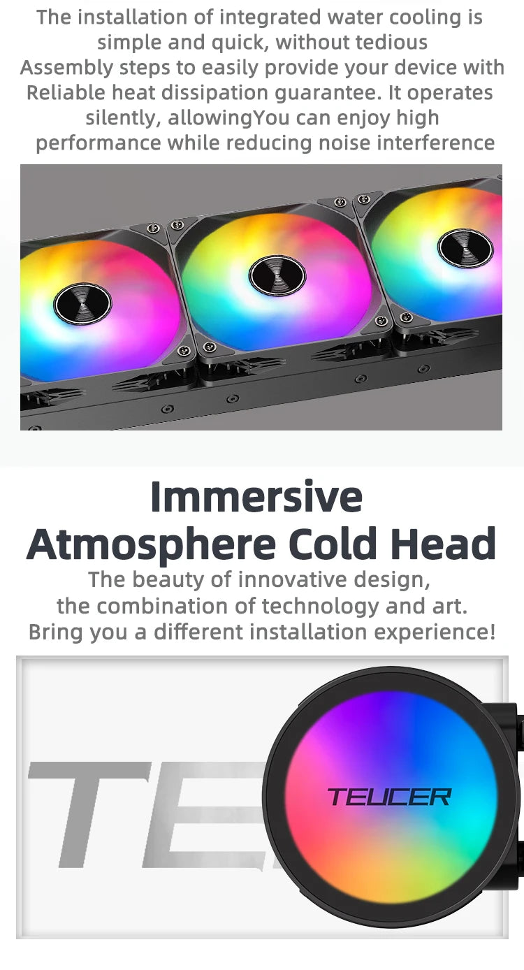 240mm RGB CPU Liquid Cooler with White Dual Fans
