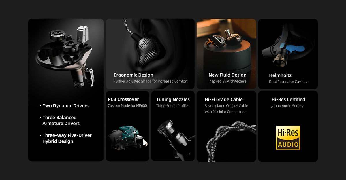 ME600 Hi Res In-Ear Earphones MMCX Hybrid Drivers